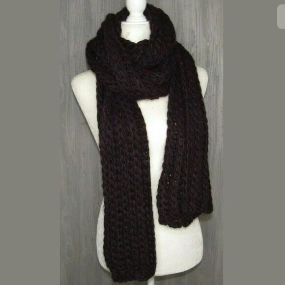 UGG Roving Scarf In Port Color Chunky Wool Blend